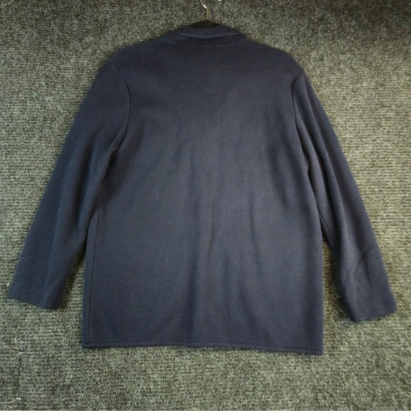 LAUREN RALPH LAUREN‎ Womens Petite Medium Blazer Cardigan Navy Gold Crest Jacket - Picture 2 of 9